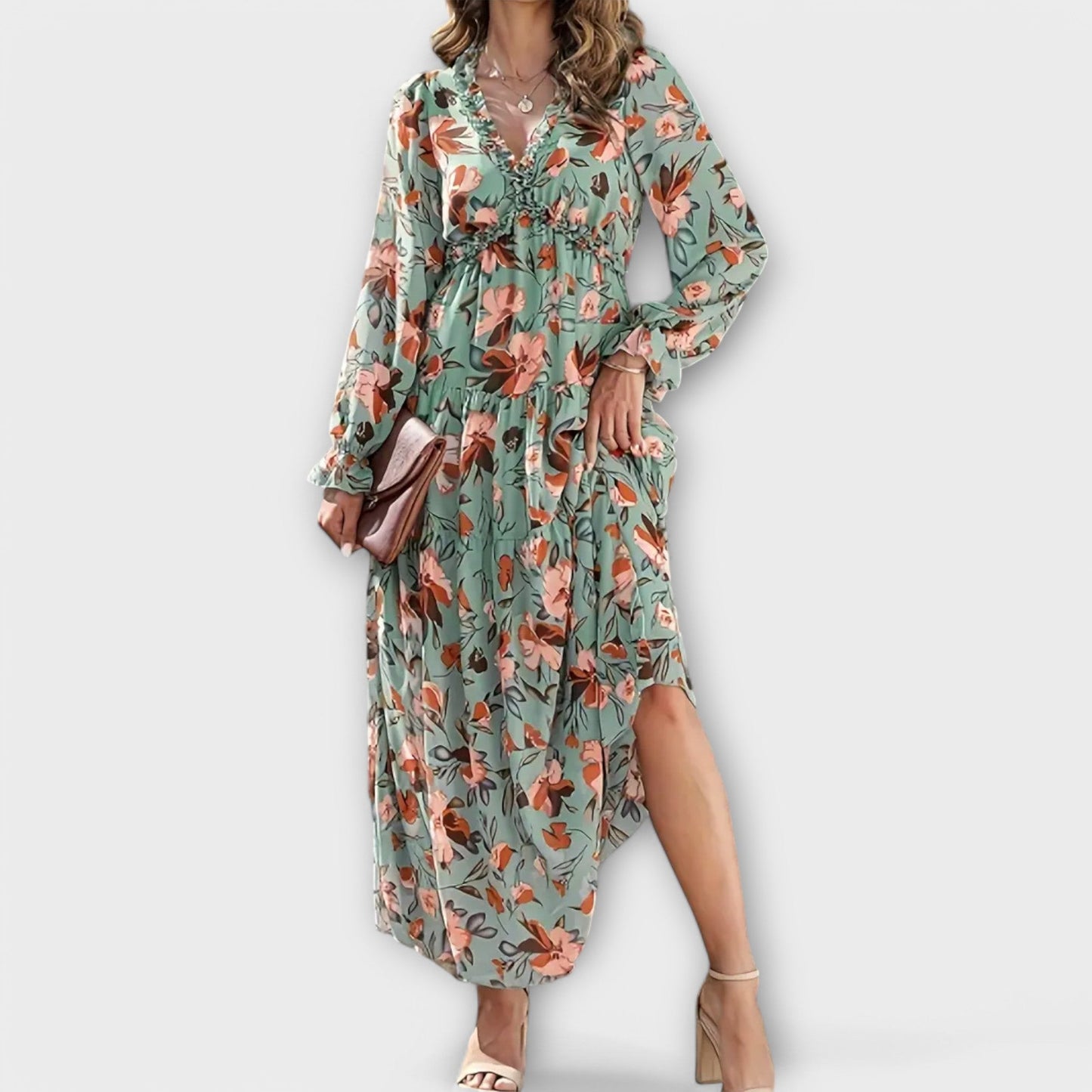 Juno | Elegáns virágos maxi ruha