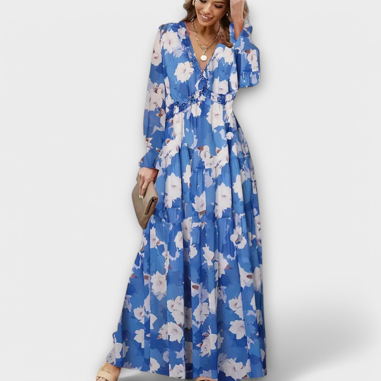Juno | Elegáns virágos maxi ruha