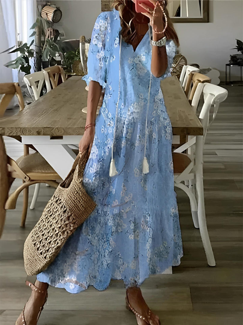 Andrea | Boho víntáz V-nyakú nyomtatott ruha