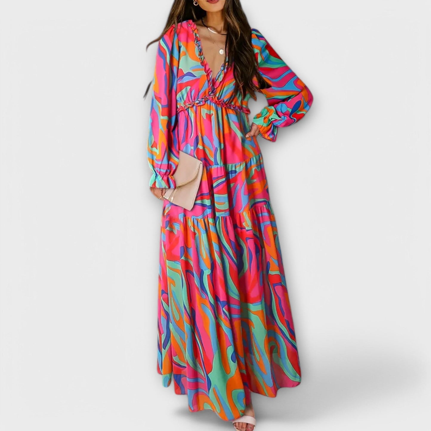 Juno | Elegáns virágos maxi ruha