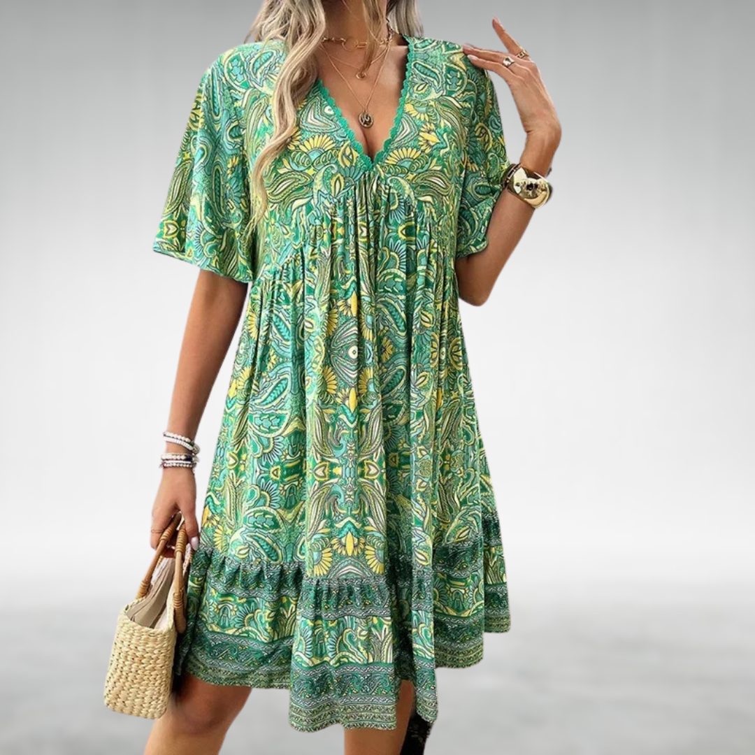Adriana | Nyári boho paisley mintás mini ruha