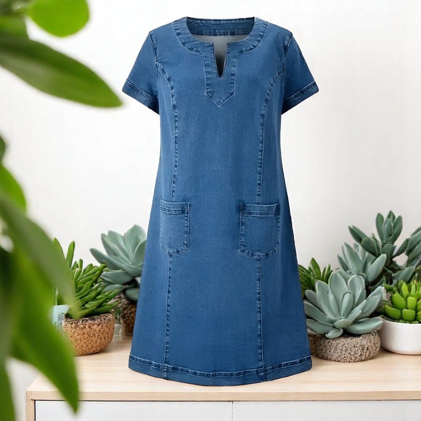 Indigo | Női rövid ujjú puha denim ruha