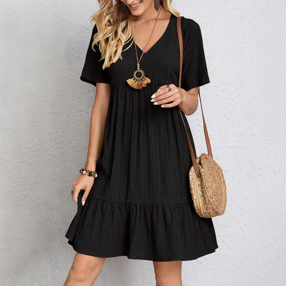 Audrey | Trendi boho fodros szegélyű mini ruha