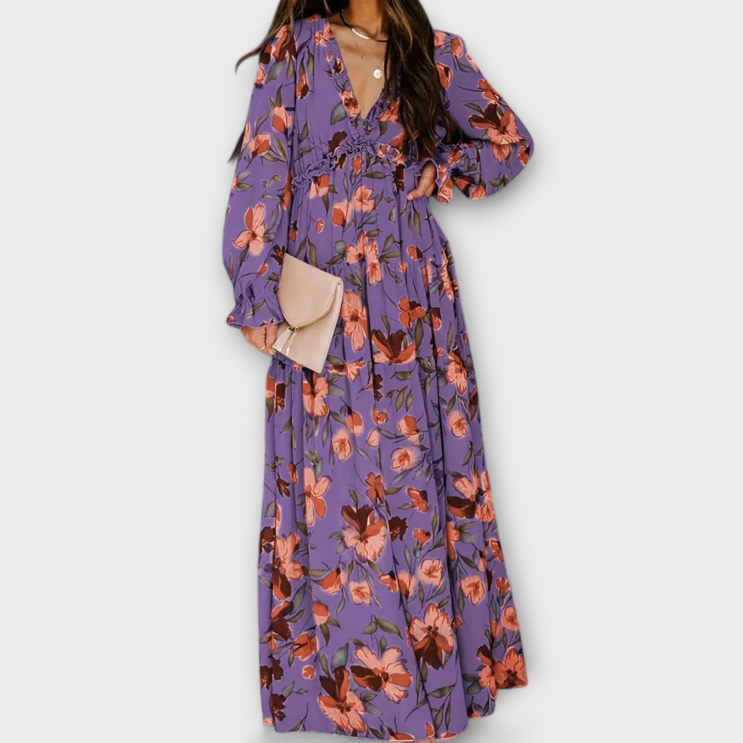 Juno | Elegáns virágos maxi ruha