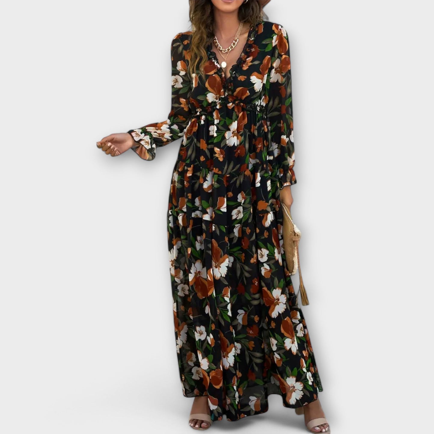Juno | Elegáns virágos maxi ruha