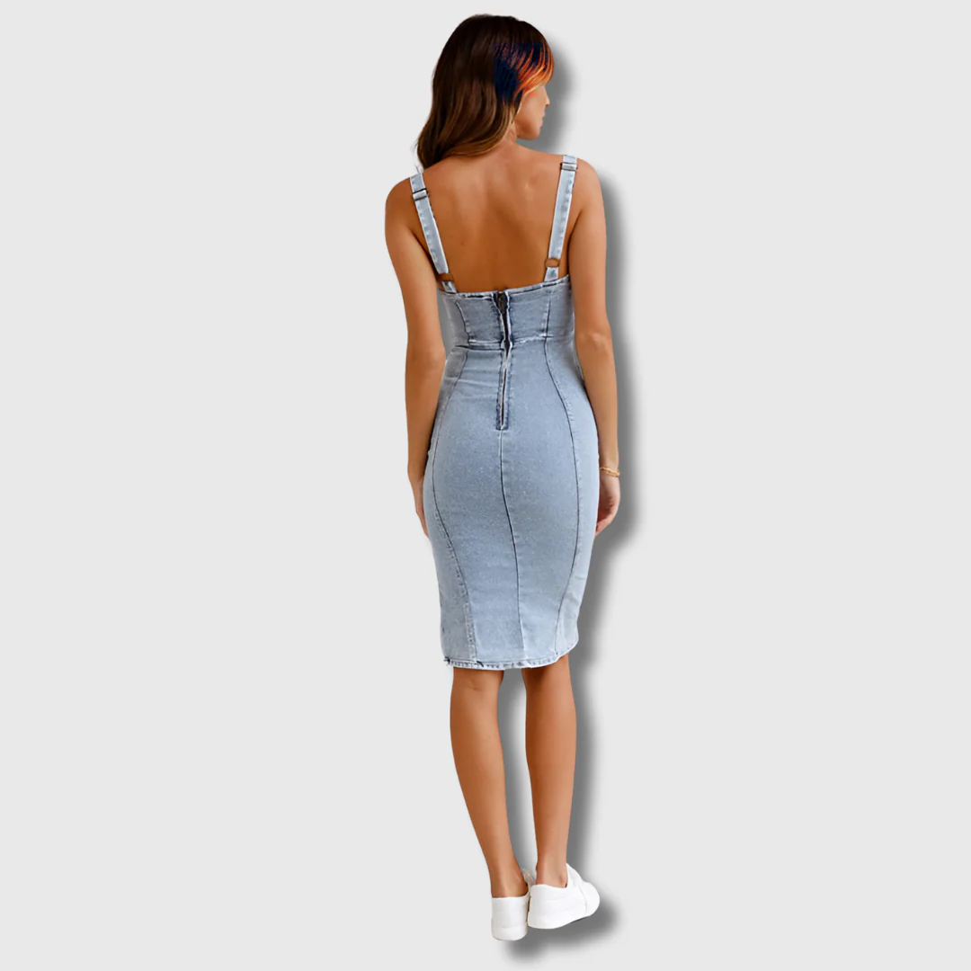 Hester | Slim Fit nyakpántos farmerruha