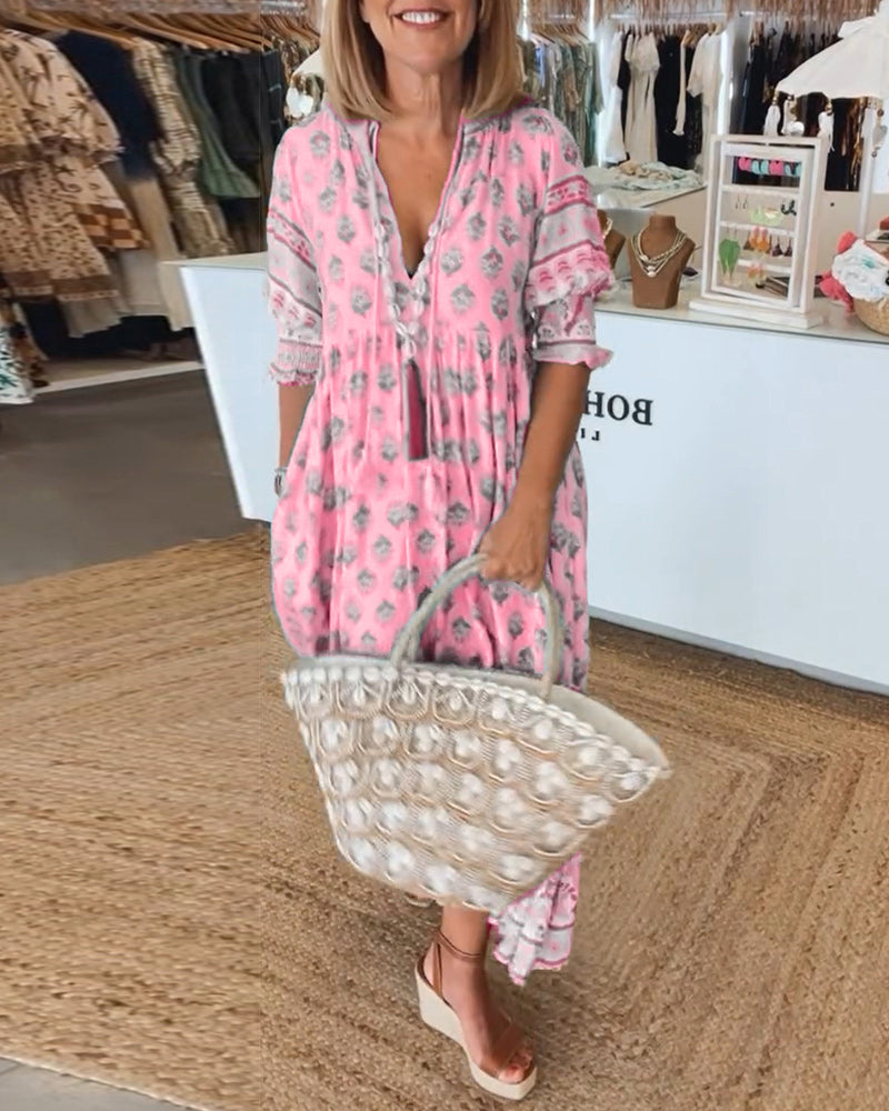 Jasmine | Lazább, hosszú lámpás ujjú boho maxi ruha