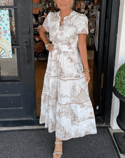 Solene | Boho chic V-nyakú virágos maxi ruha
