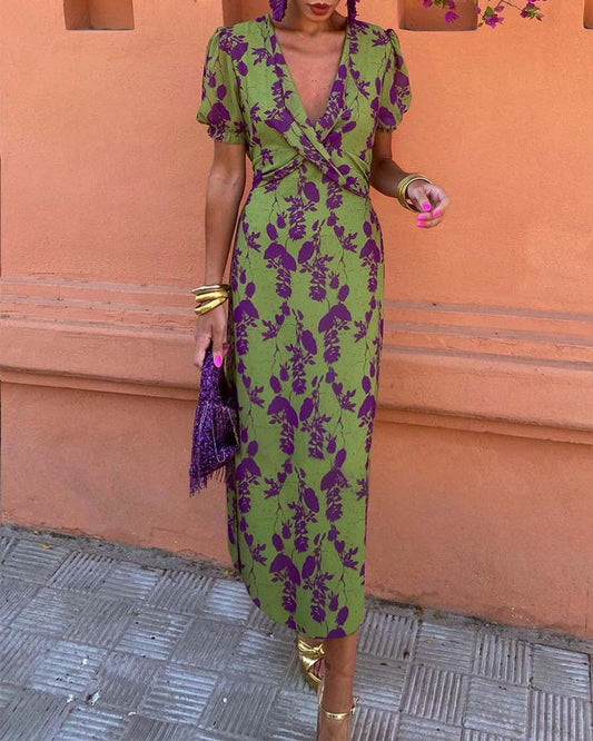 Della | Női redős, virágos nyomtatott boho ruha