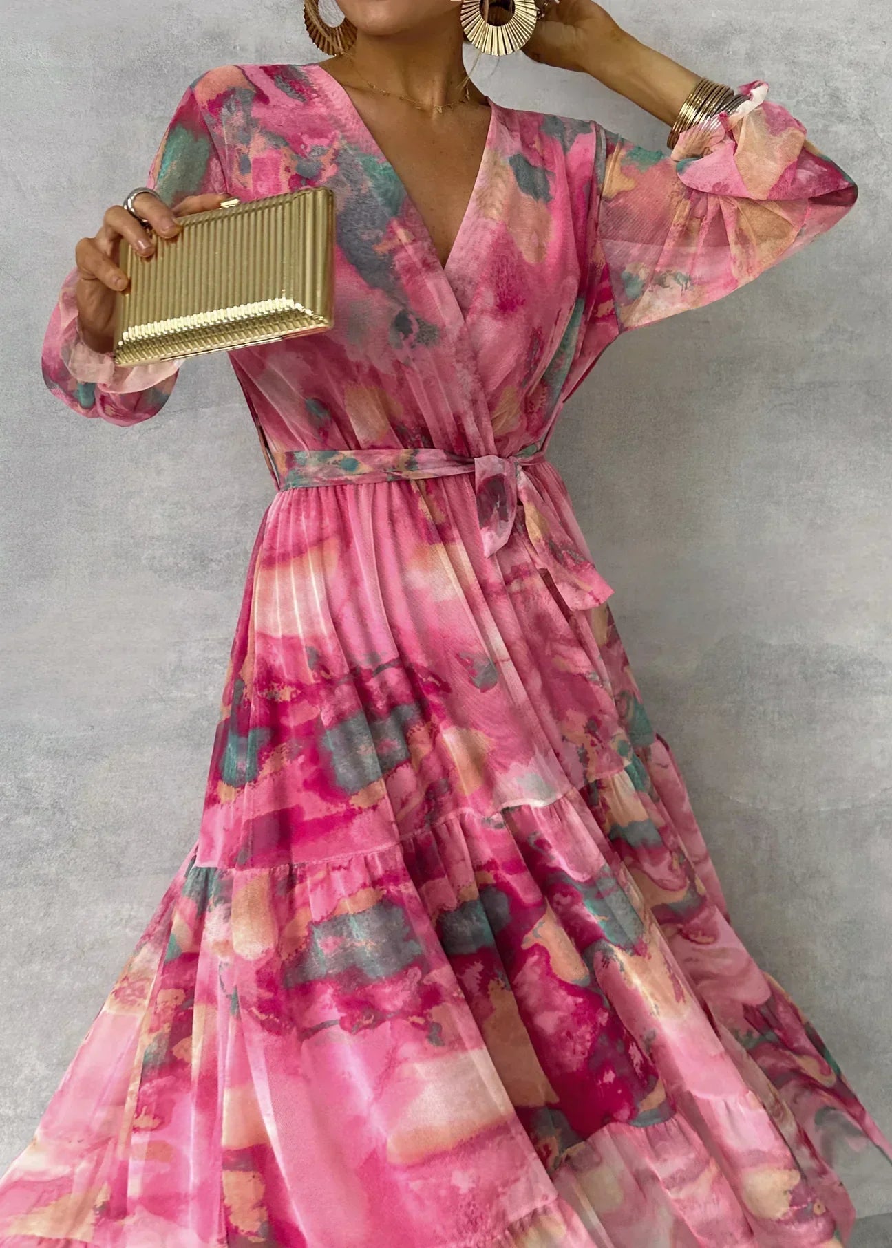 Felicity | Elegáns virágos swing maxi ruha