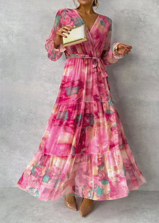 Felicity | Elegáns virágos swing maxi ruha