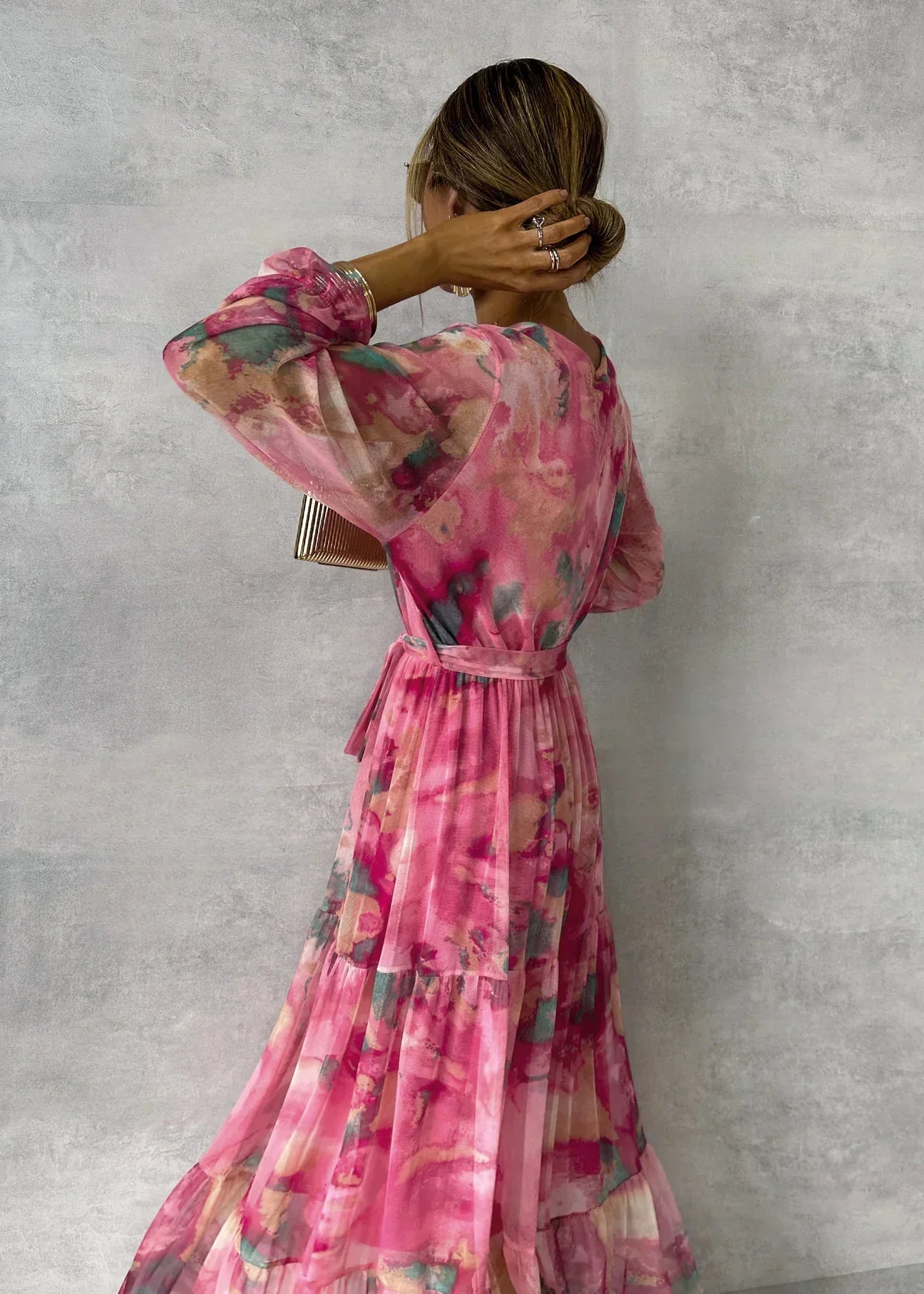 Felicity | Elegáns virágos swing maxi ruha