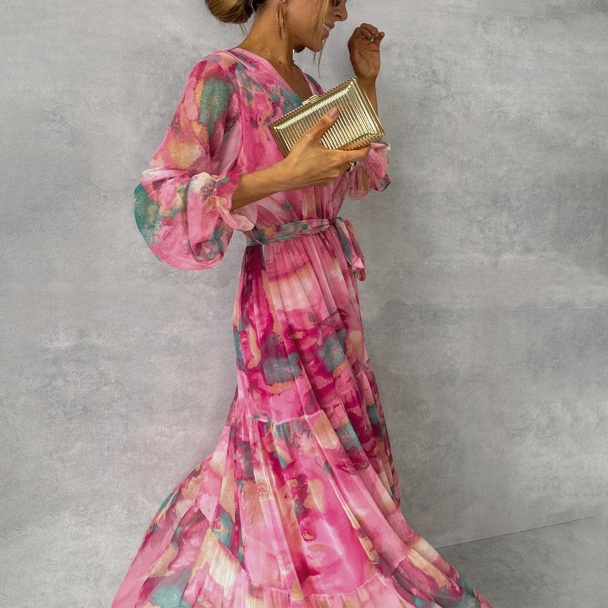 Felicity | Elegáns virágos swing maxi ruha