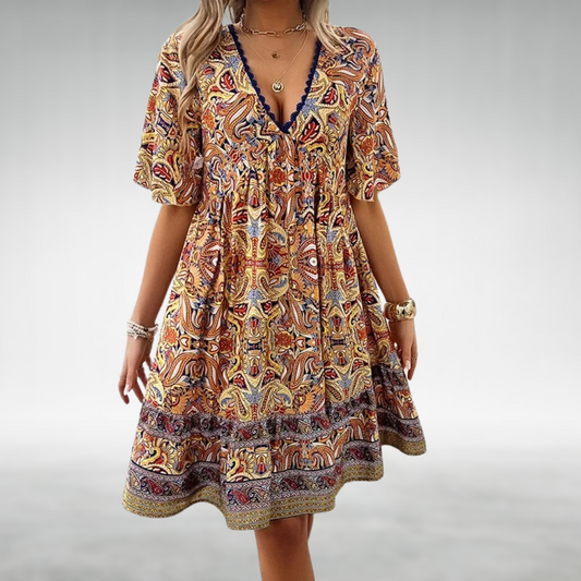 Adriana | Nyári boho paisley mintás mini ruha