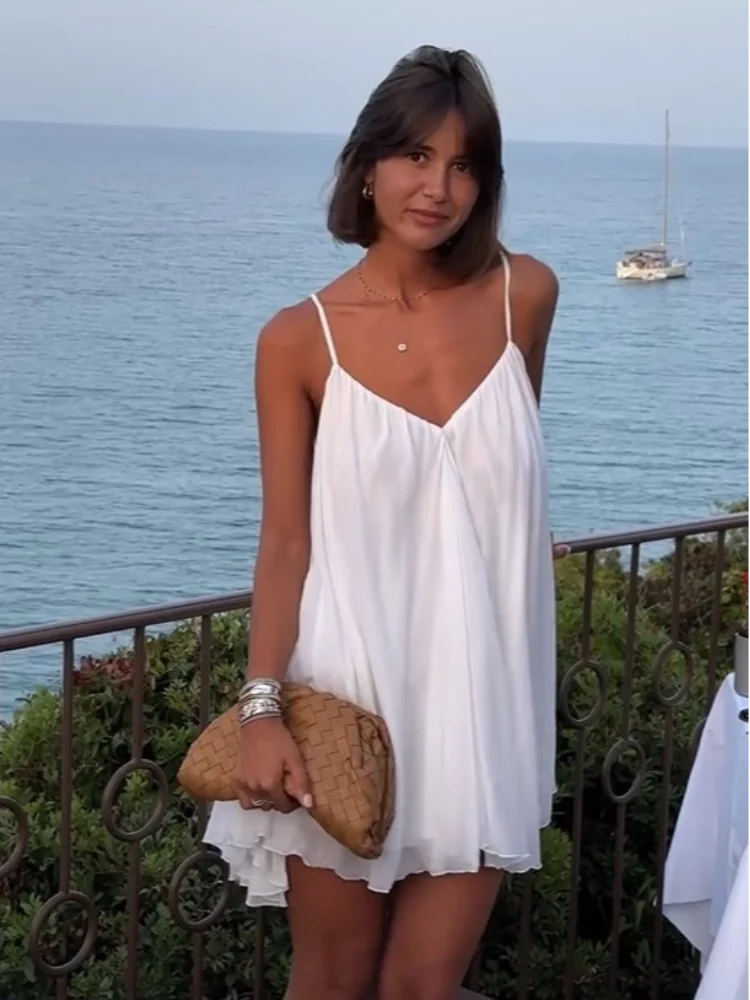 Olive | Redős, V-nyakú mini strandruha