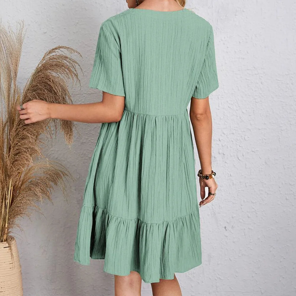 Audrey | Trendi boho fodros szegélyű mini ruha