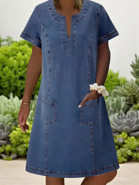 Indigo | Női rövid ujjú puha denim ruha