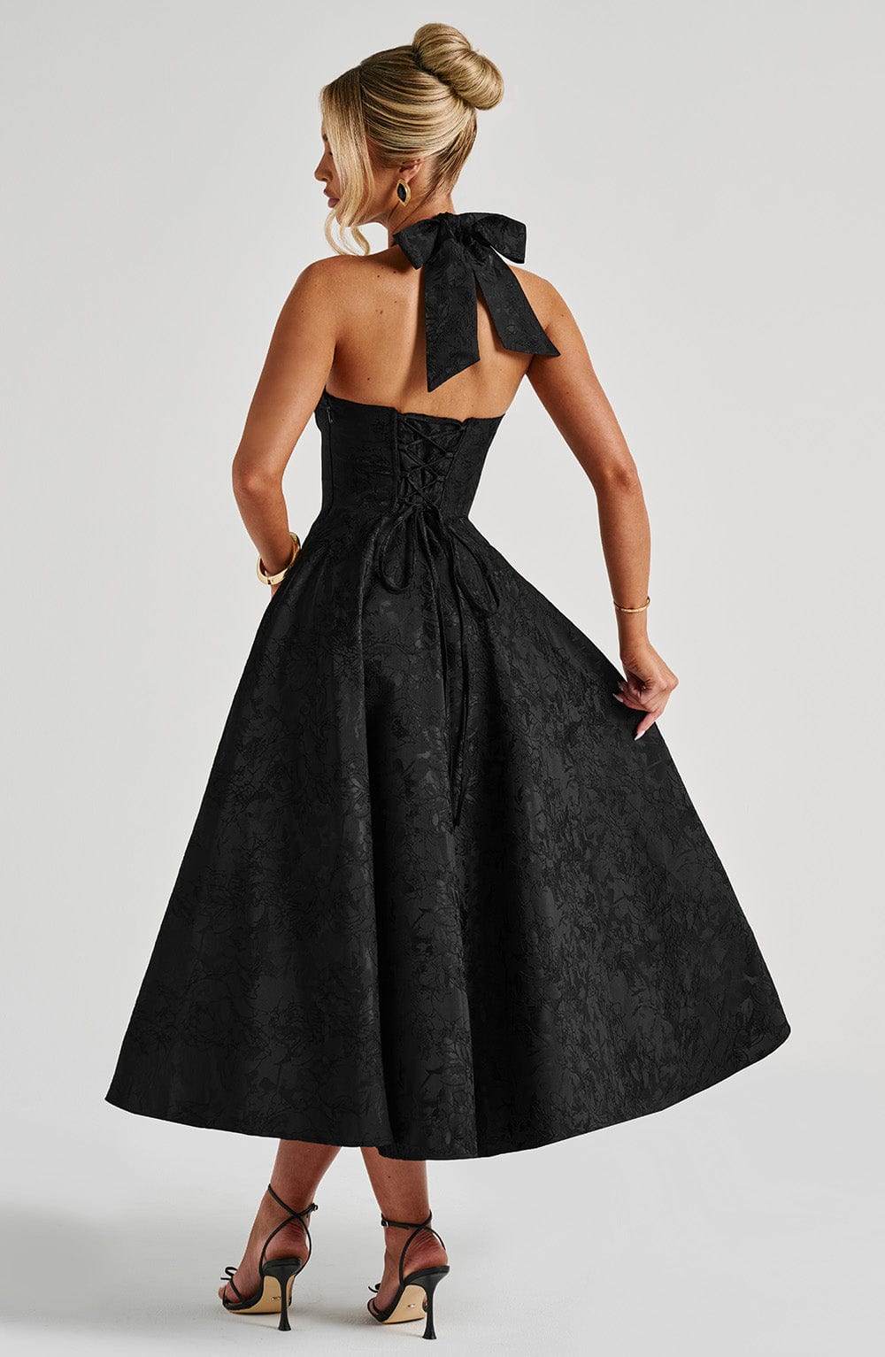 Renata | Jacquard csipkés derékú maxi ruha