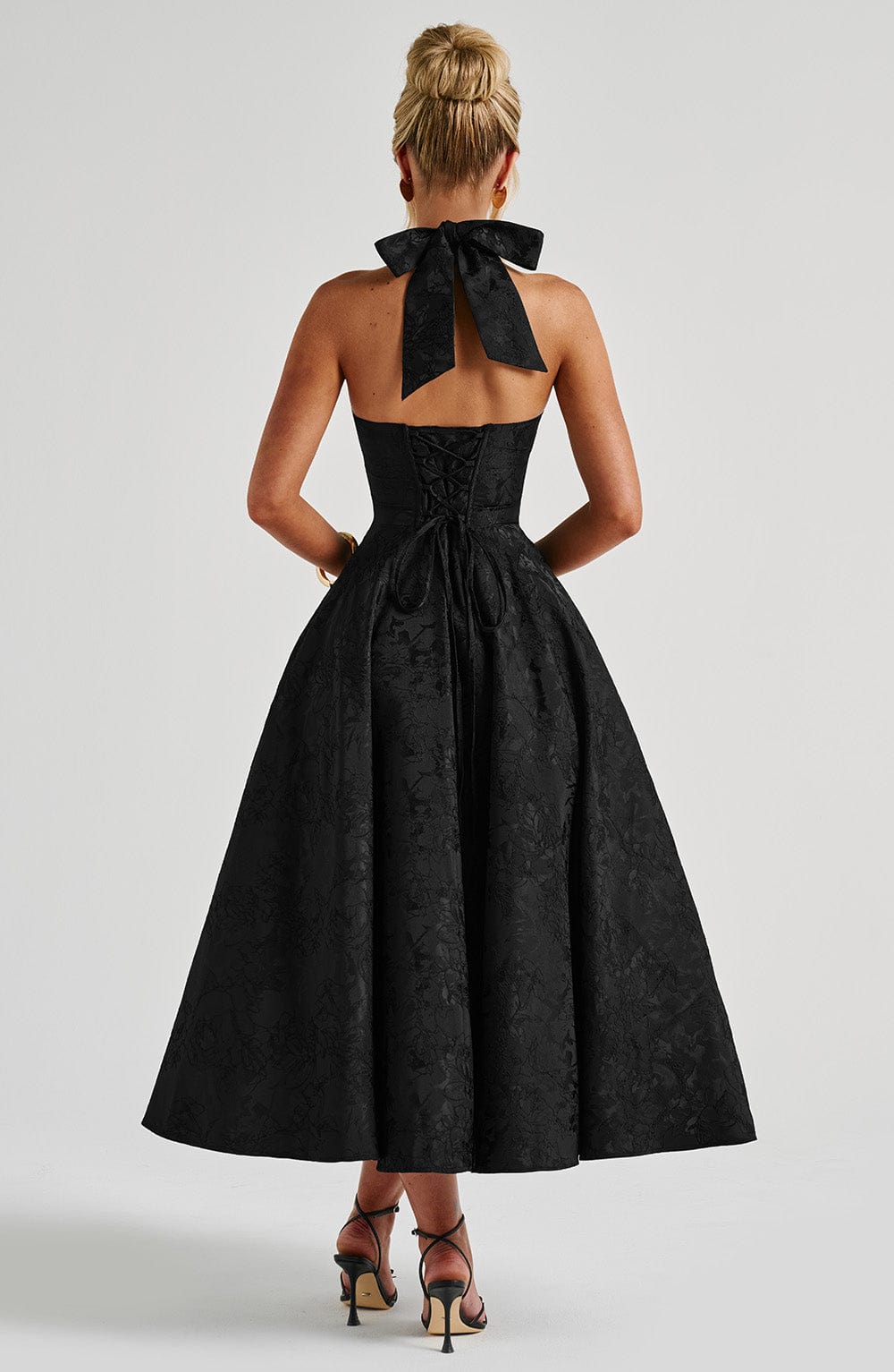 Renata | Jacquard csipkés derékú maxi ruha
