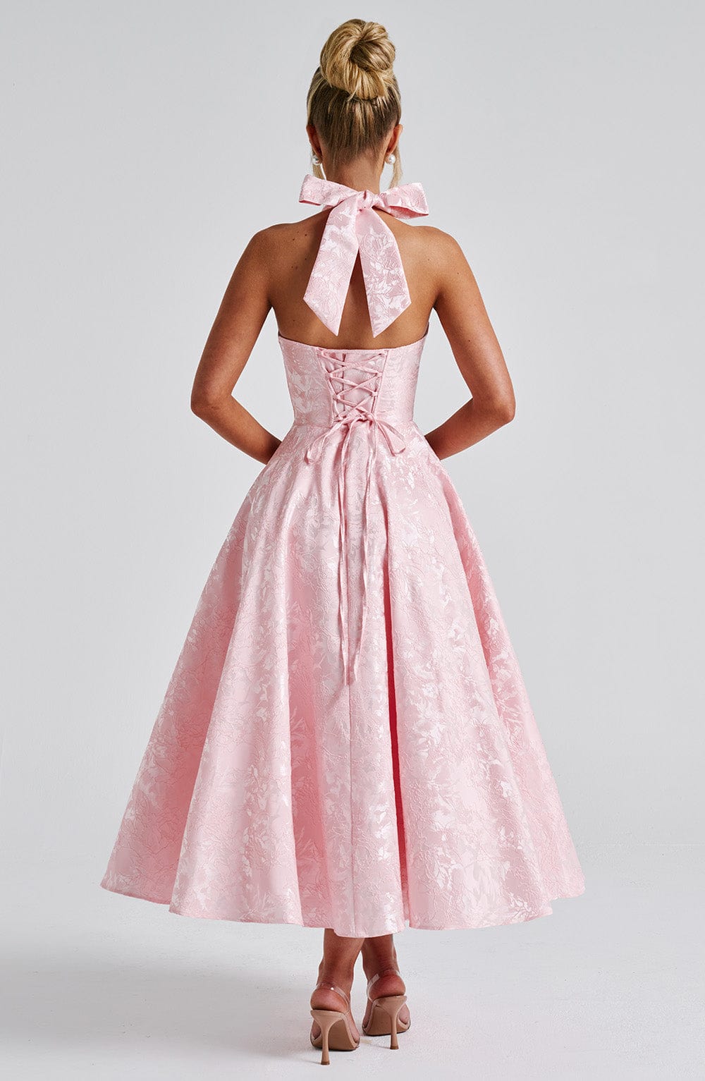 Renata | Jacquard csipkés derékú maxi ruha