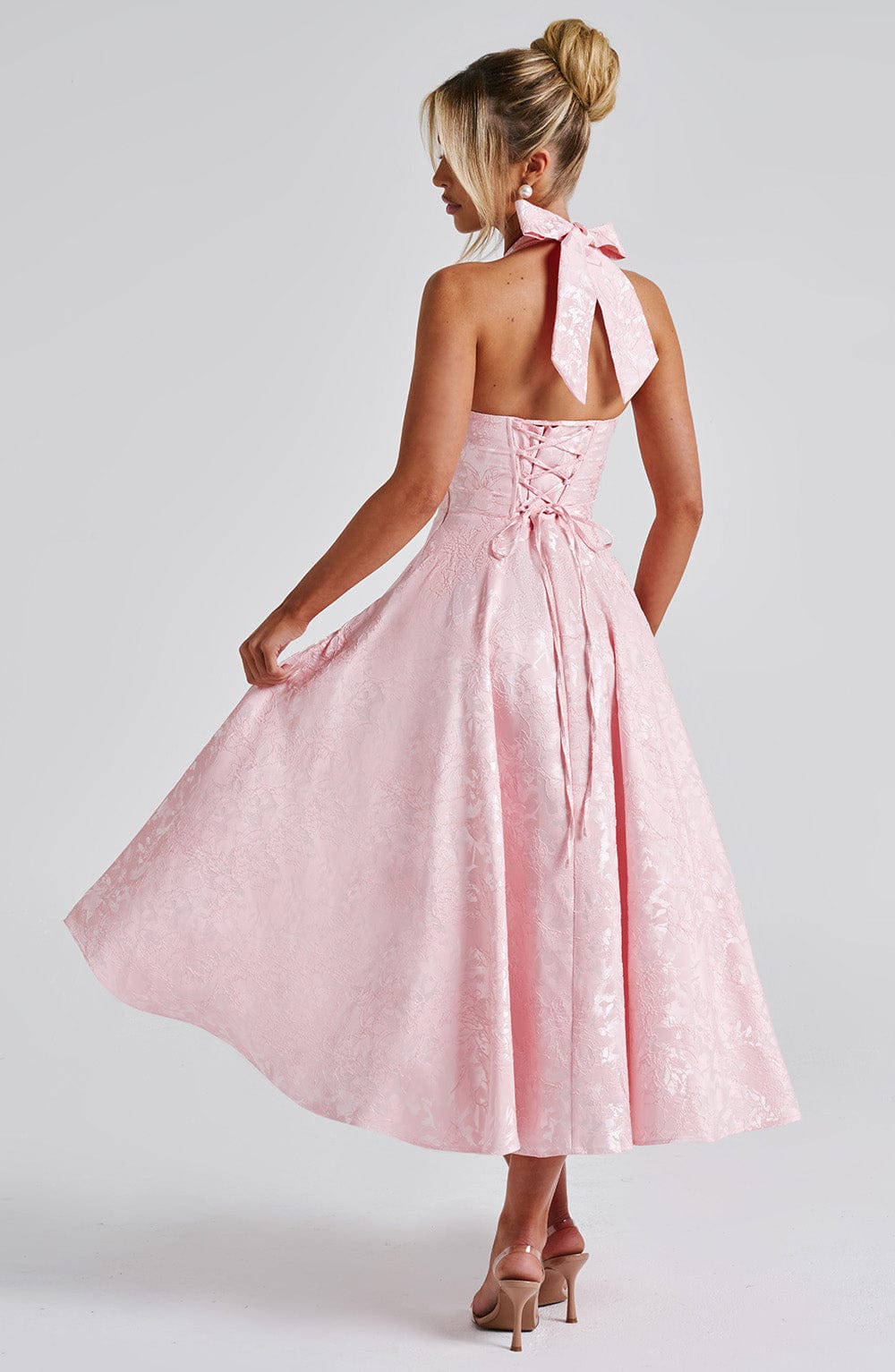 Renata | Jacquard csipkés derékú maxi ruha