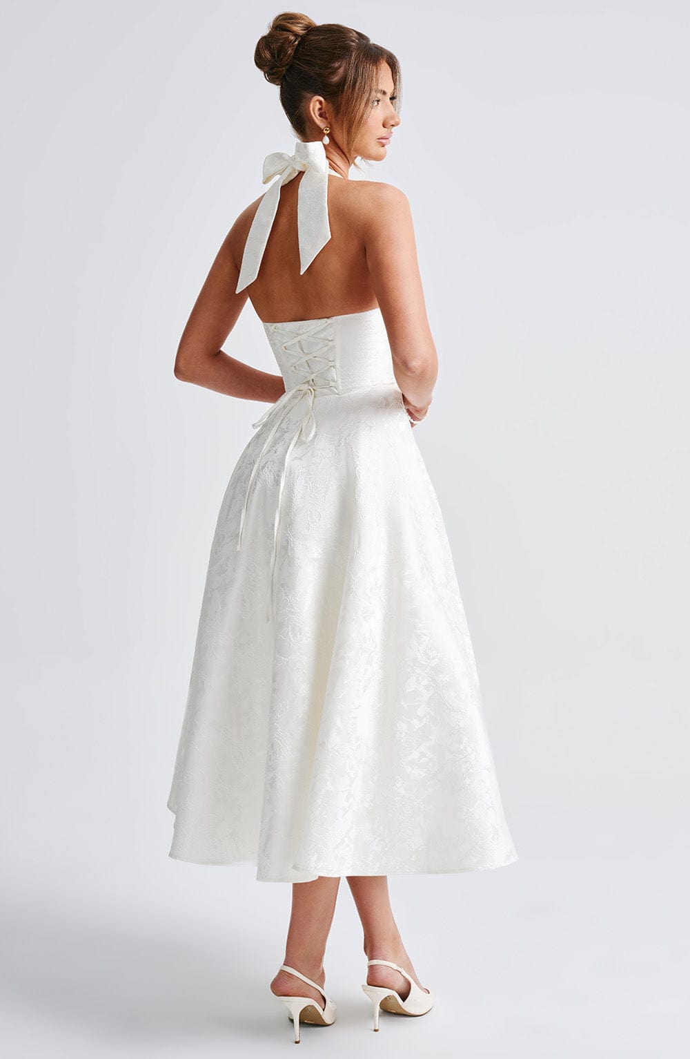 Renata | Jacquard csipkés derékú maxi ruha