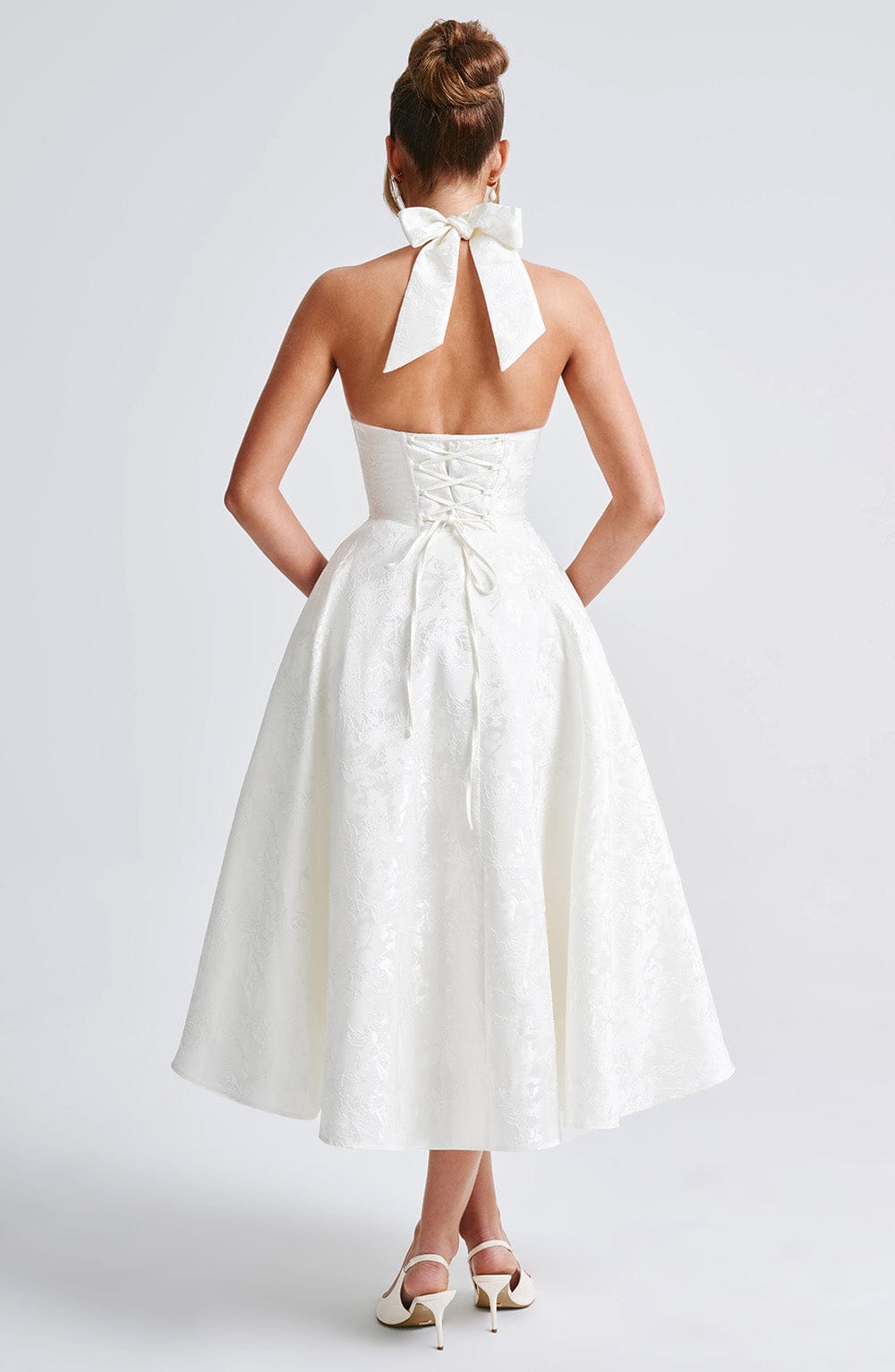 Renata | Jacquard csipkés derékú maxi ruha