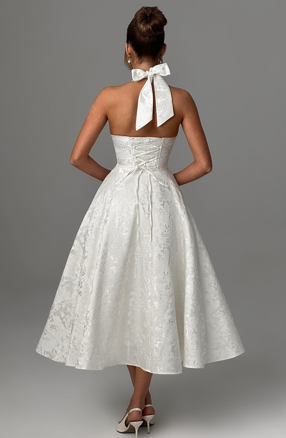 Renata | Jacquard csipkés derékú maxi ruha