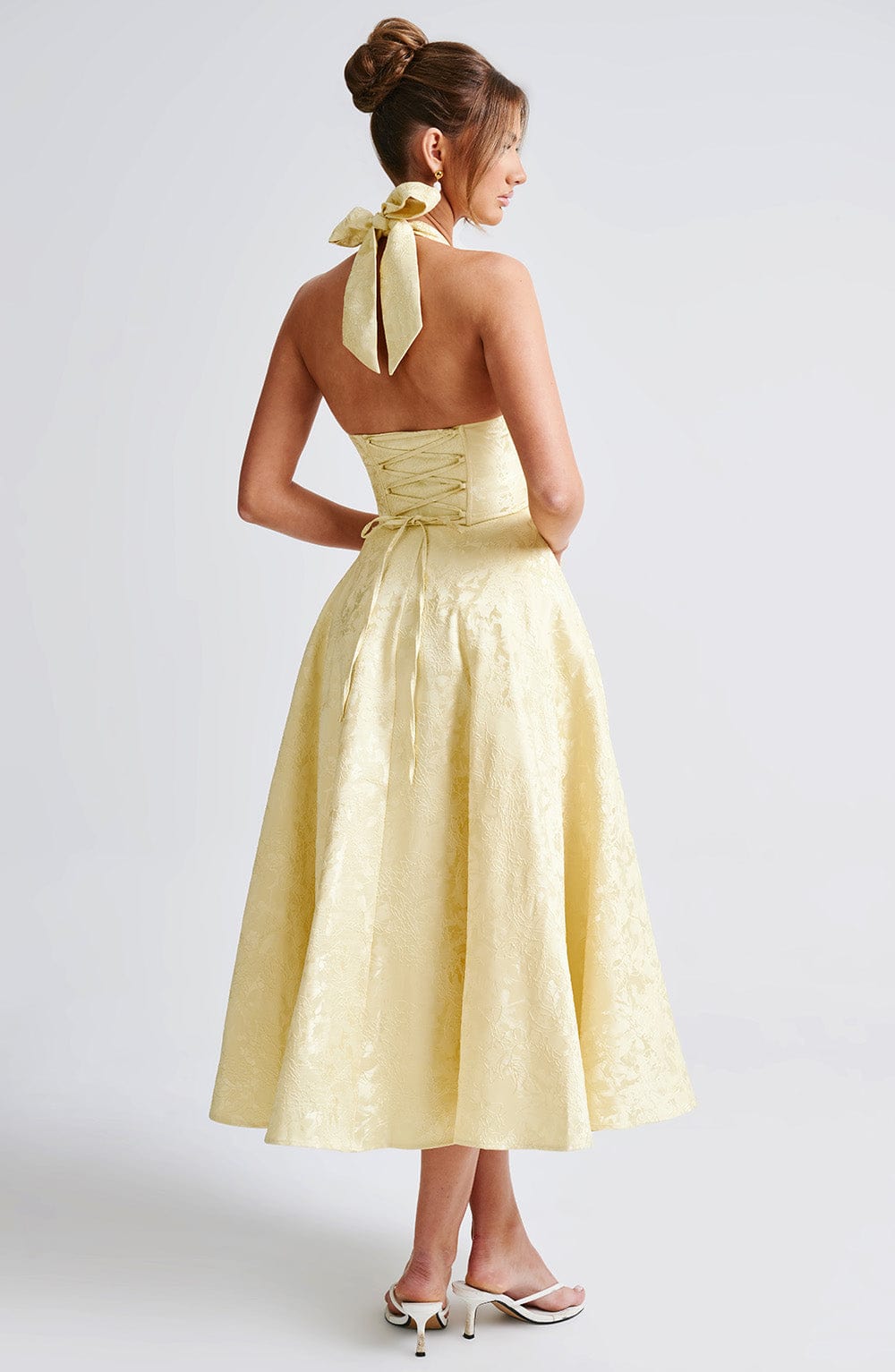 Renata | Jacquard csipkés derékú maxi ruha