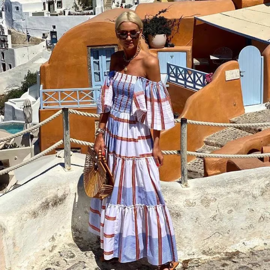 Seraphina | Luxus mexikói nyomtatott vállpántos maxi ruha